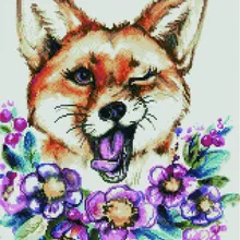 Алмазная мозаика APK 19075 Лисичка в цветах 40*50 Эксклюзив