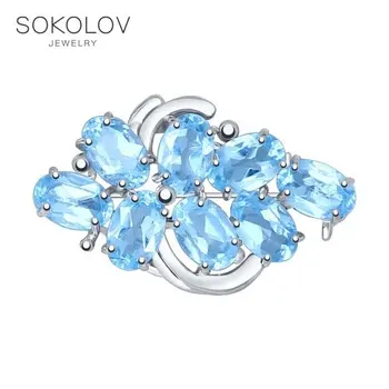 

SOKOLOV brooch of silver with topaz fashion jewelry 925 women's male