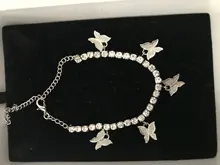 Tobillera de mariposa para mujer, cadena de tenis con diamantes de imitación, joyería para pie, tobillera de playa para verano