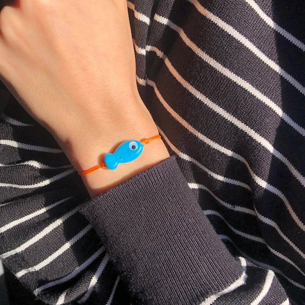 

Blue Glass Fish Bracelet