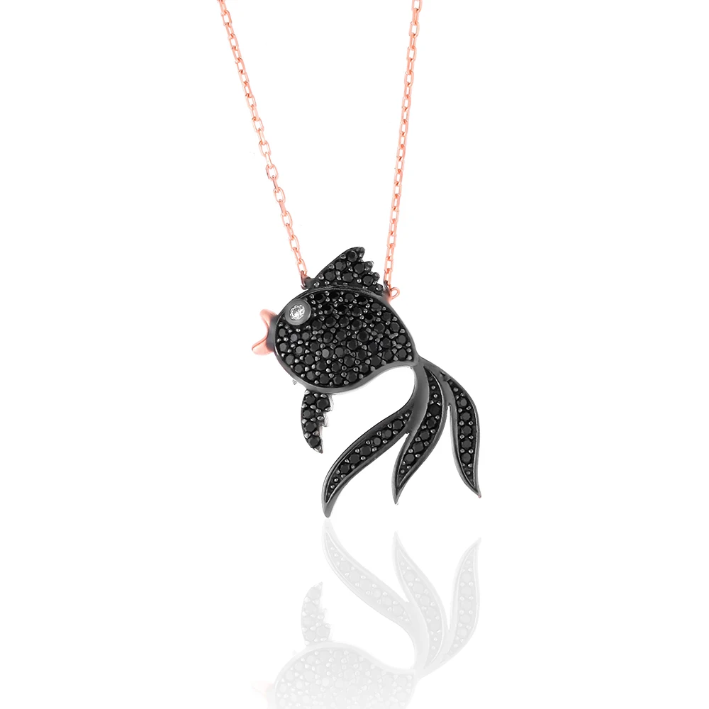 

Ожерелье-цепочка из серебра 925 пробы с черным Цирконом