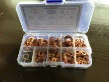 Juego de juntas de Arandela de cobre y tornillos, surtido de juntas planas con caja/M8/M10/M12/M14 para tapones de sumidero, 200 Uds.
