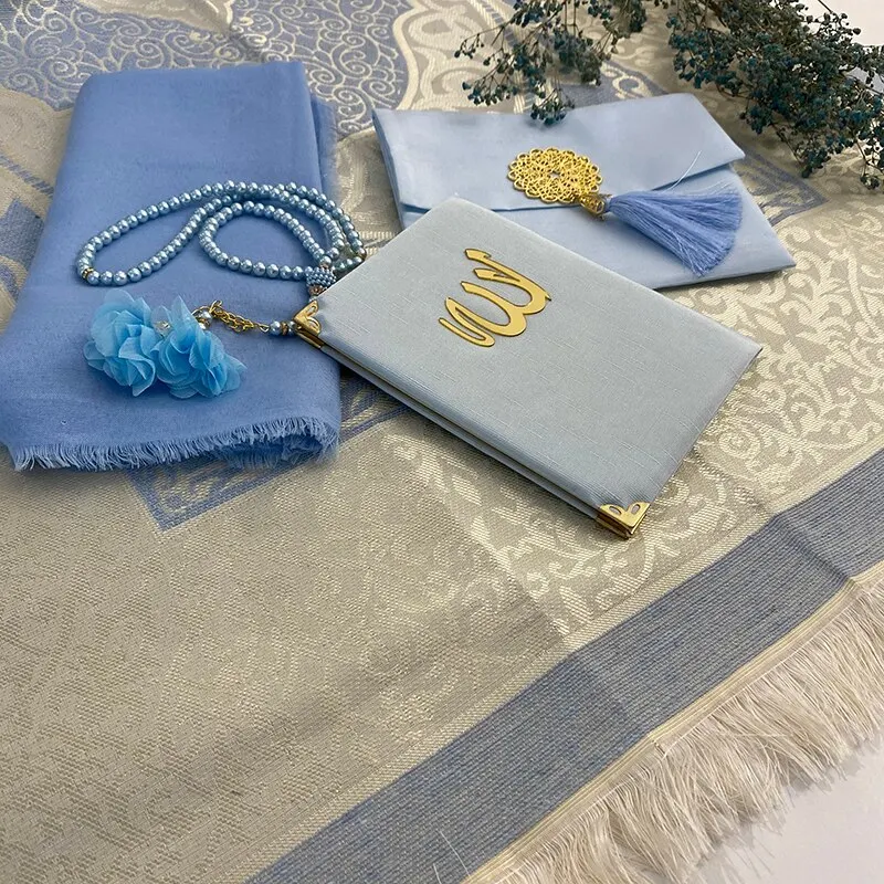 

Islamic Gift Blue Velvet Yaseen Set Arabic Quran Favors Ameen Wedding Gifts Tasbeeh Prayer Mat Shawl Eid Ramadan Blessed