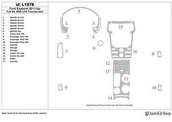 

Interior trim for Ford Explorer 2011-UP. Set L1978.
