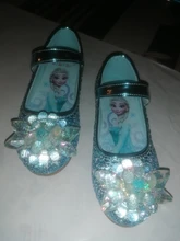 Disney Frozen-zapatos planos de princesa para niñas, zapatos de baile de cuero Pu A la moda, sandalias con lazo de lentejuelas, zapatos de Elsa