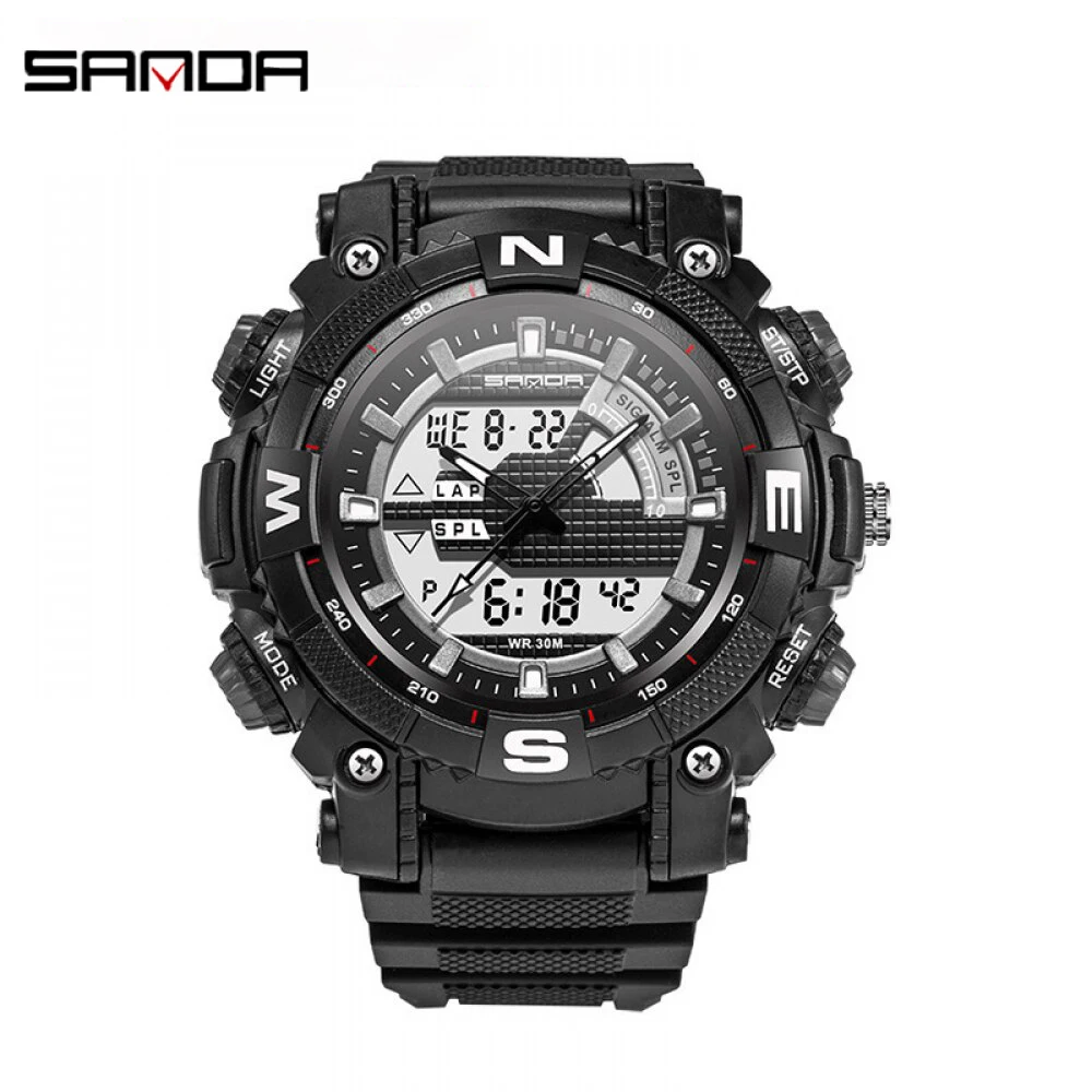 

SANDA Youth Outdoor Atmosphere Sports Watch 30M Waterproof Tide Simple Luminous Calendar Multifunctional Digital Wrist Watches
