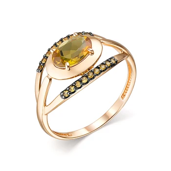 

Gold ring with sultanites, citrines and nanospinels sunlight sample 585