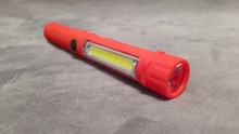 LED Flashlight Torch-Lamp Magnet Work-Inspection COB with The-Bottom And Clip Red/blue