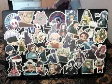 Paquete de calcomanías negras para niños, pegatinas de dibujos animados de Anime para papelería, maleta para portátil, guitarra, calcomanías de nevera, 10/50 Uds.