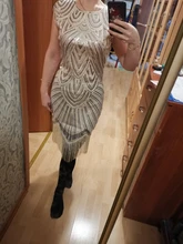 Summer Women Dress 1920s-Flapper-Dress Sequin-Fringe Party-Midi Great-Gatsby Sleeve O-Neck