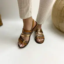Colección Yaman-zapatos marrones de piel auténtica para mujer, sandalias de verano, modelos, 2021