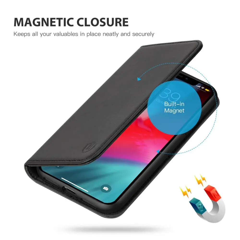 Чехол Кошелек SHIELDON для iPhone 11 6 1 &quot2019 из натуральной кожи с магнитной застежкой