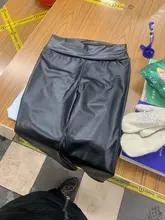 Fitness Leggings Push-Up-Light Faux-Leather Black Sexy High-Waist Plus-Size Women Casual