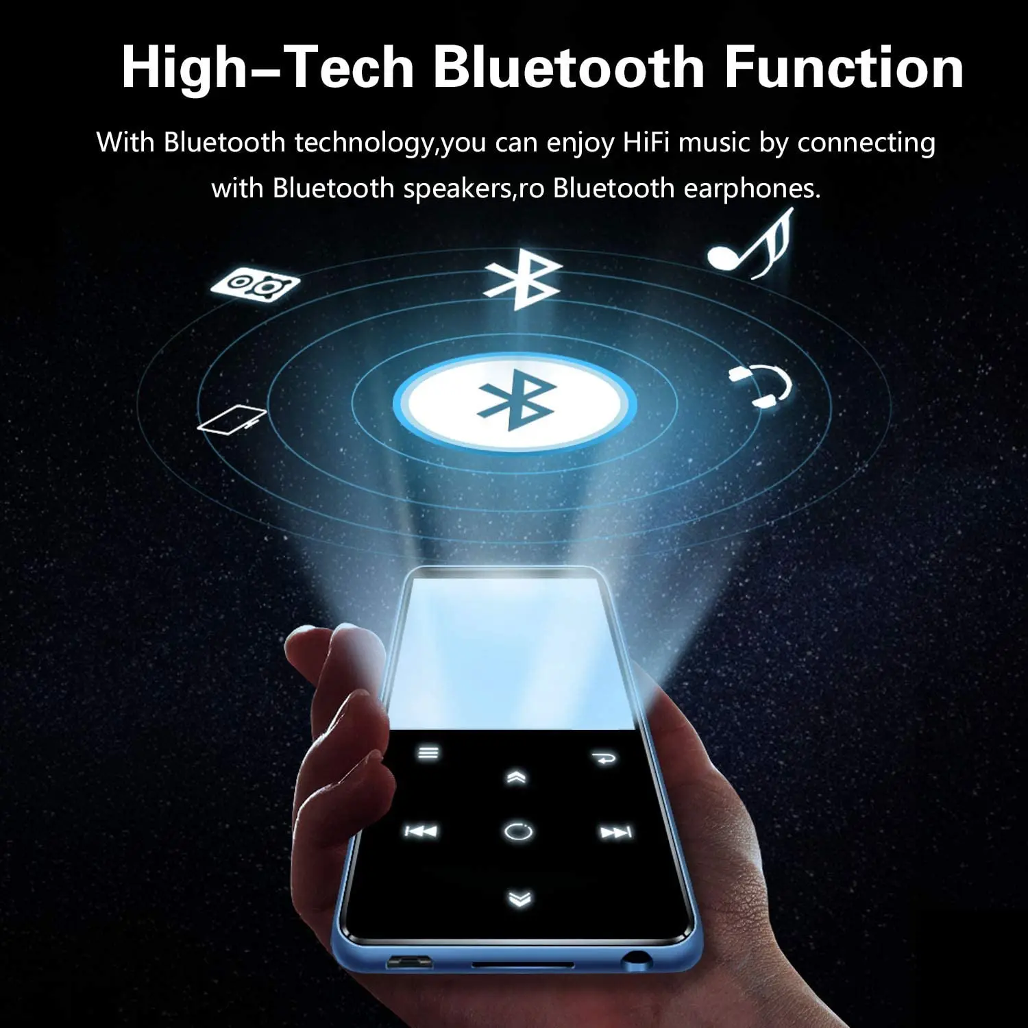 HiFi воспроизводитель MP3 плеер Bluetooth 4 0 сенсорный металлический 16 Гб Встроенный без