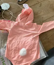 Mono de Pascua para recién nacido de 0 a 24 meses, mono de manga larga de Color sólido, oreja de conejo con capucha, mono de cola, novedad de 2020