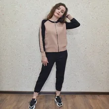 Tracksuits Women Cardigan Sweater Waist-Pants Spring Two-Piece-Sets Knitted White Fashion