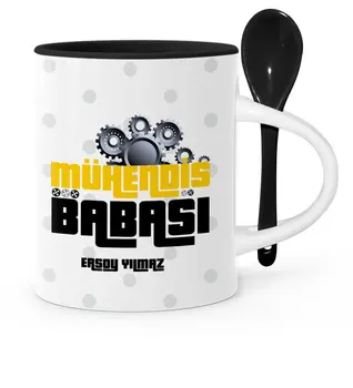 

Father's Day Custom Engineer Father Black Spoon Mug Cup-1