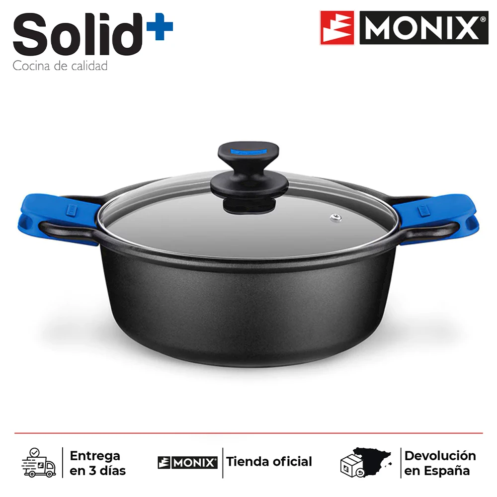 Monix Solid Plus-черная литая алюминиевая Высокая сковорода. Доступно от 20 до 32 см для