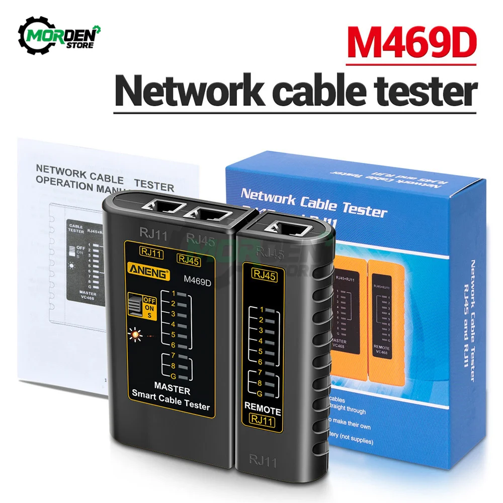 M469D RJ45 Cable lan Tester Network Cable Tester RJ45 RJ11 RJ12 CAT5 UTP LAN Networking Tool Network Repair Tools