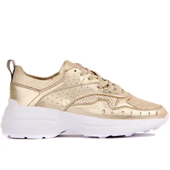 

Sail Lakers-Gold Color Leather Women Casual Shoes