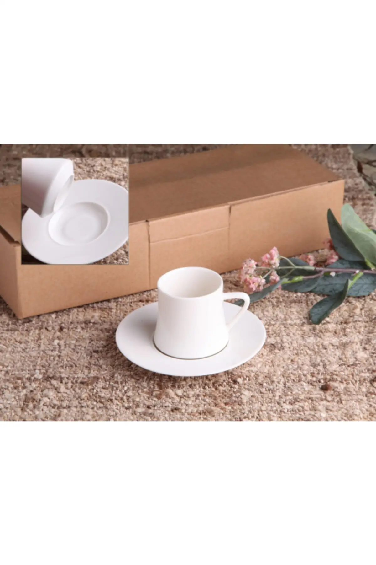 

HEART Porcelain Set of 6 Coffee Cups Plain G2163