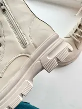 COOTELILI-Botines de punta redonda con cremallera y cordones para mujer, zapatos de moda, antideslizantes, con tacón de 5,5 cm, 2020