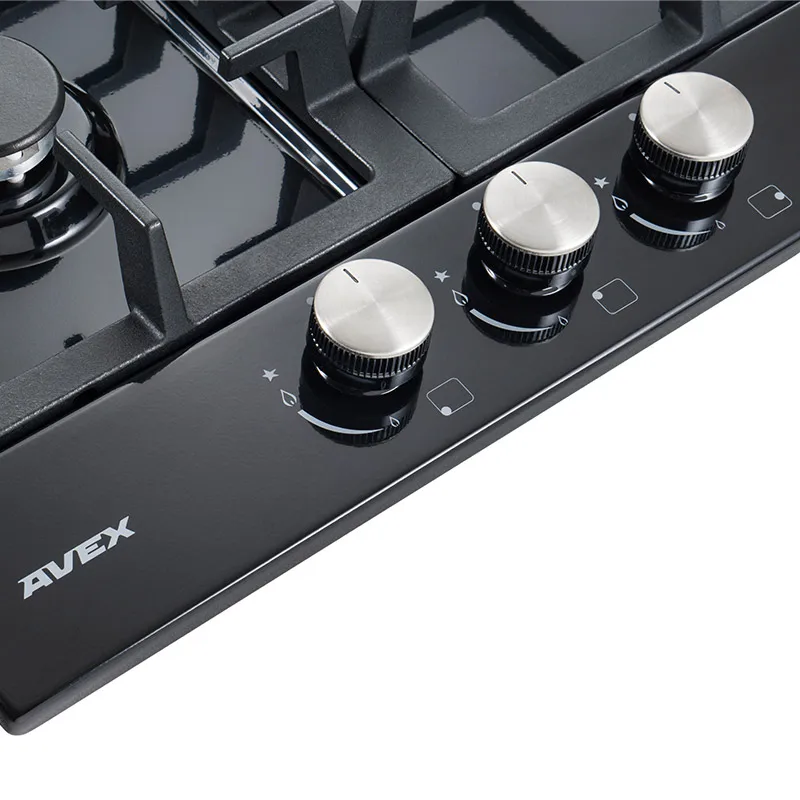 Встраиваемая варочная панель AVEX HS 4531 B 45 см 3 конфорки чугунные решетки