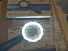 Lupa iluminada Glass-10X lupa de lectura grande de mano con 12 luz LED iluminada para personas mayores, reparación, monedas