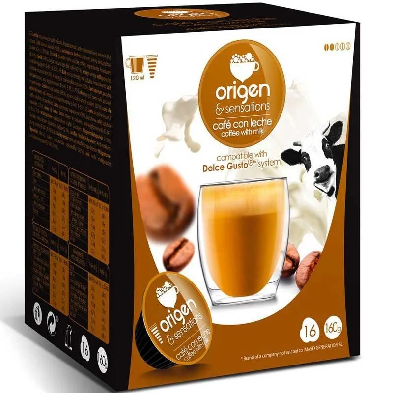 COFFEE WITH MILK, 16 capsules ORIGIN Sensations compatible Dolce Gusto