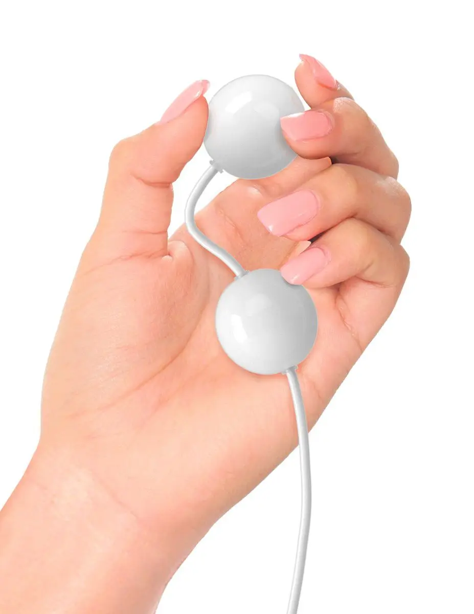Белые вагинальные виброшарики USB KEGEL BALLS, работающие от USB