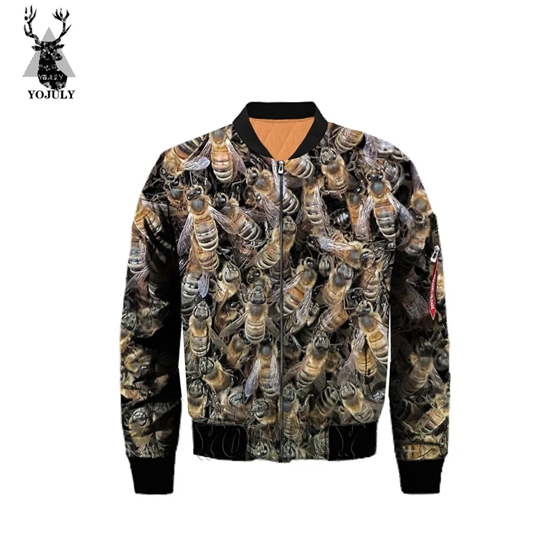 11 3d принт пчелиная курточка для мужчин животных off white мода утолщаются армии мужчин военная куртка Бомбер хип хоп Уличная теплая куртка J13 - Цвет: 11
