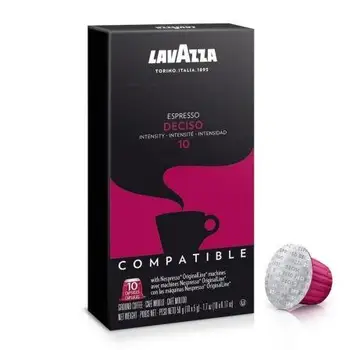 

Box of 10 Lavazza Espresso capsules Deciso intensive Pae coffee maker