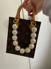 Correa con perlas para bolso de mujer, accesorio para bolso, manijas para cinturón, cadena de cuentas, piezas de mano, cierre plateado/dorado/negro