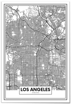 

Panorama Canvas Map Los Angeles - Printed on Canvas - Vintage Canvas Wall Art - Black and White Pictures - Canvas City Map Decoration - Modern Canvas Prints for Walls