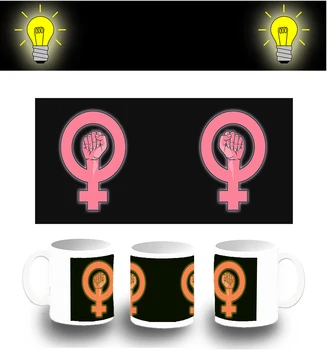 

CUP PHOTOLUMINESCENT LOGO FEMINIST MESSAGE glitter mug