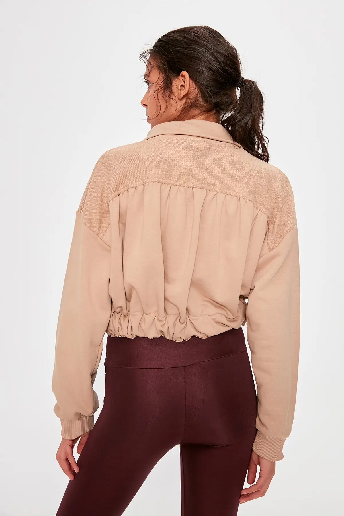 Trendyol Camel Shir детальный укороченный вязаный свитер TWOAW20SW0074