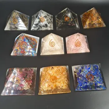 

Orgonite resin pyramid with Mineral lapis lazuli rose quartz Shungit Moonstone 5x5cm transforms energy to positive fengShui