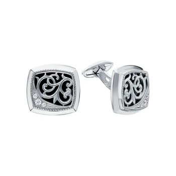 

Silver cufflinks with cubic zirconia and sunlight enamel