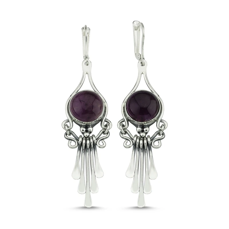 

Armagano Amethyst Cubic Zirconia Dangle Hand Handwork Earrings