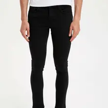 DeFacto мужские летние обтягивающие черные джинсы, Мужские повседневные облегающие джинсовые штаны, Мужские штаны со средней талией, Trousers-L9183AZ19SM