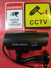 Cámara simulada de energía Solar para seguridad, videocámara falsa impermeable para interior y exterior, luz LED tipo bala, Monitor cámara de vigilancia CCTV