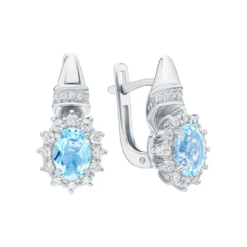 

Silver earrings with Topaz and cubic zirconia sunlight sample 925 test