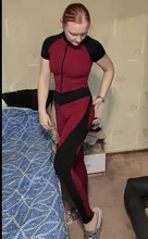 Mono ajustado de poliéster con cremallera para mujer, traje elegante para Fitness, manga corta elástica, nuevo