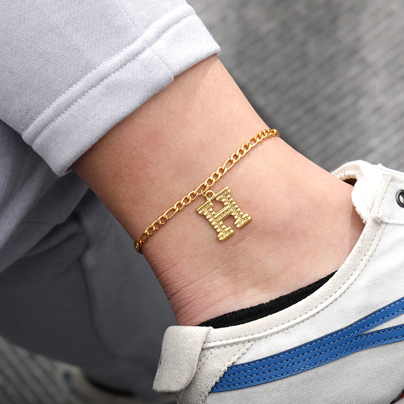 Женские ножные браслеты из нержавеющей стали с буквенным принтом золотого алфавита, браслет на ногу в стиле бохо, ювелирные изделия, подарки для женщин, аксессуары для женщин