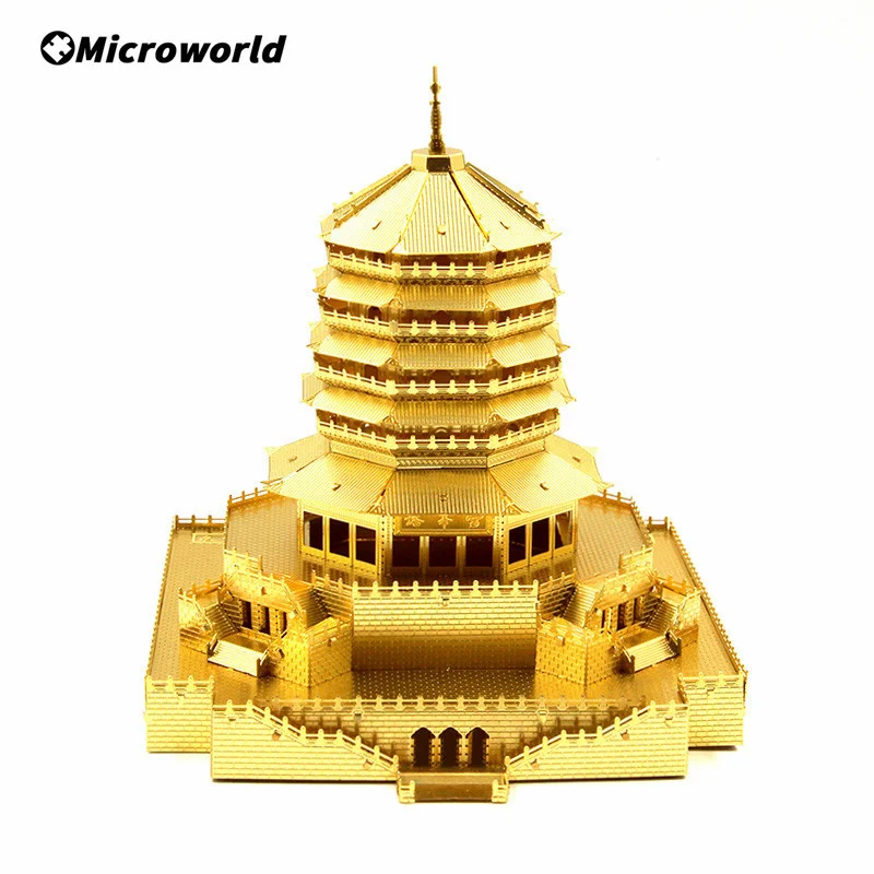 Microworld 3D Metal Nano Puzzle Leifeng Tower Buildings Model Kits DIY Laser Cut Jigsaw Creative Toys Gifts For Adult Teen 3d metal puzzle motorcycle bus off road vehicle diy 3d laser cut model puzzle toys for adult