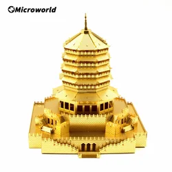 Microworld 3d metal nano quebra cabeça leifeng torre edifícios modelo kits diy corte a laser educacional jigsaw brinquedos criativos presente para adulto