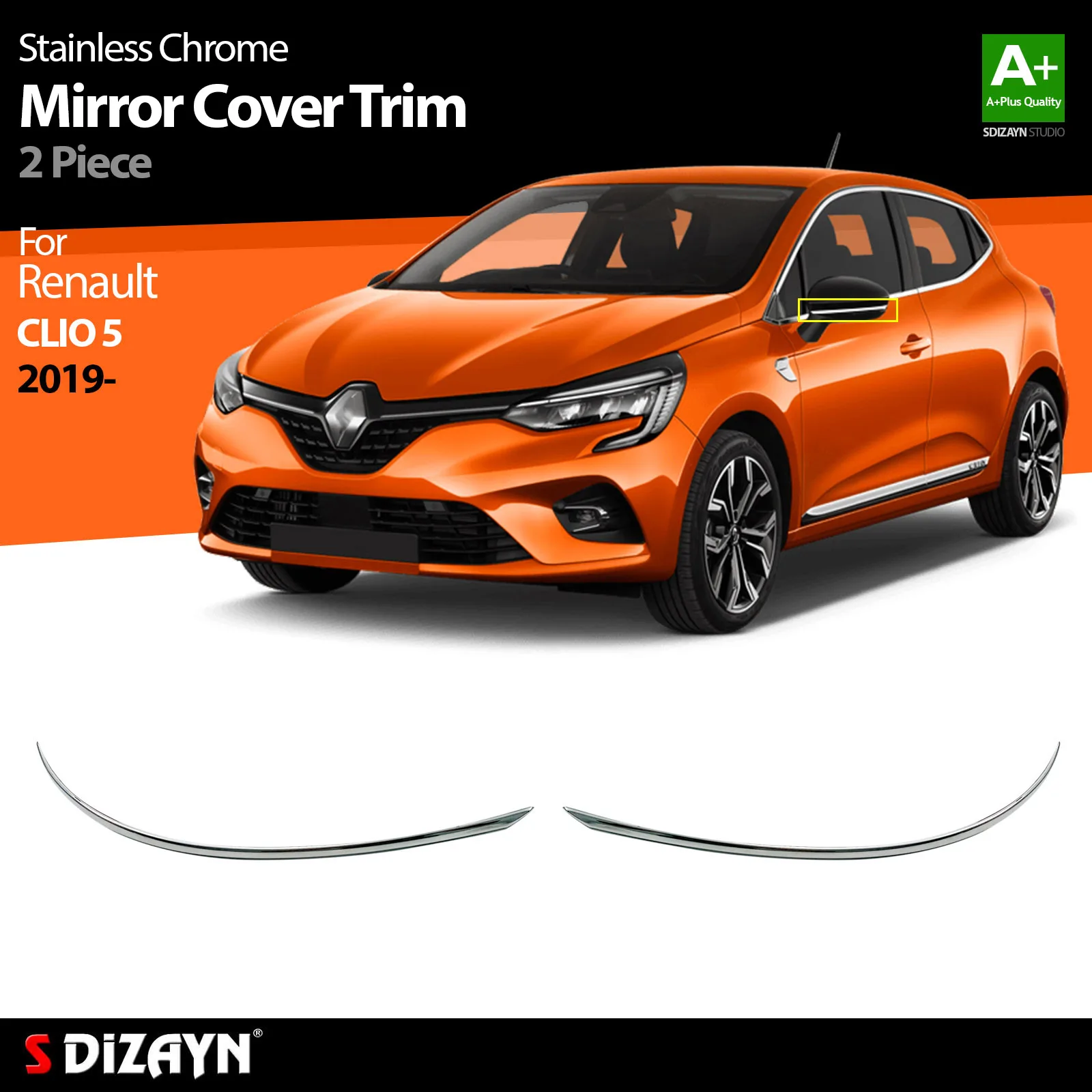 S Dizayn Per Renault Clio 5 Chrome Mirror Trim Acciaio Inossidabile 2 Pc Accessori Per Auto Esterni Parti Prodotti Per Auto Adesivi Stylin