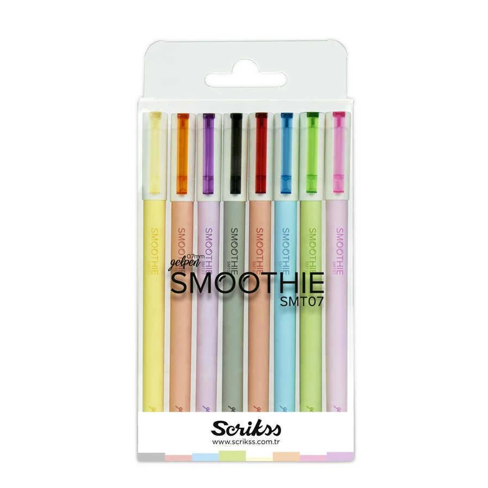 Scrikss Smoothie Gel Pen 0.7mm 8 Pcs Blister Colors High Quality German Brand Office School Supplies Writing Stylish Stationary floral letterhead writing paper students envelope kit stylish and envelopes stationary