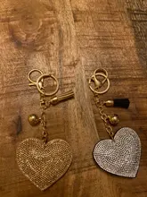 ZOSHI-Llavero borla cuero con forma de corazón, llavero con anilla para llaves, llavero de cristal de Metal, bolso con abalorio, colgante automático, regalo, precio al por mayor