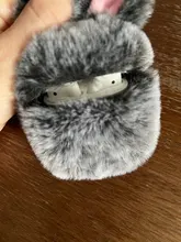 Ear-Fur-Case Capa Carabiner Plush-Cover Apple Airpods Rabbit Soft Wireless for 1-2/Wireless/Charging-fluffy-box